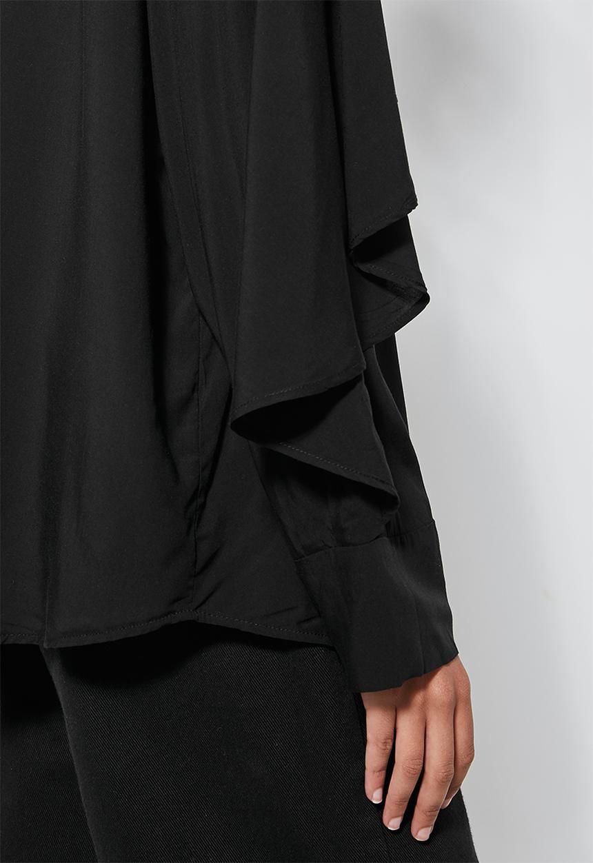 VELVET - Statement ruffle sleeve shirt - black