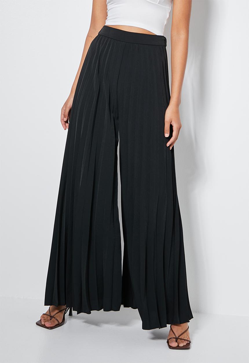 VELVET - Pleated palazzo - black