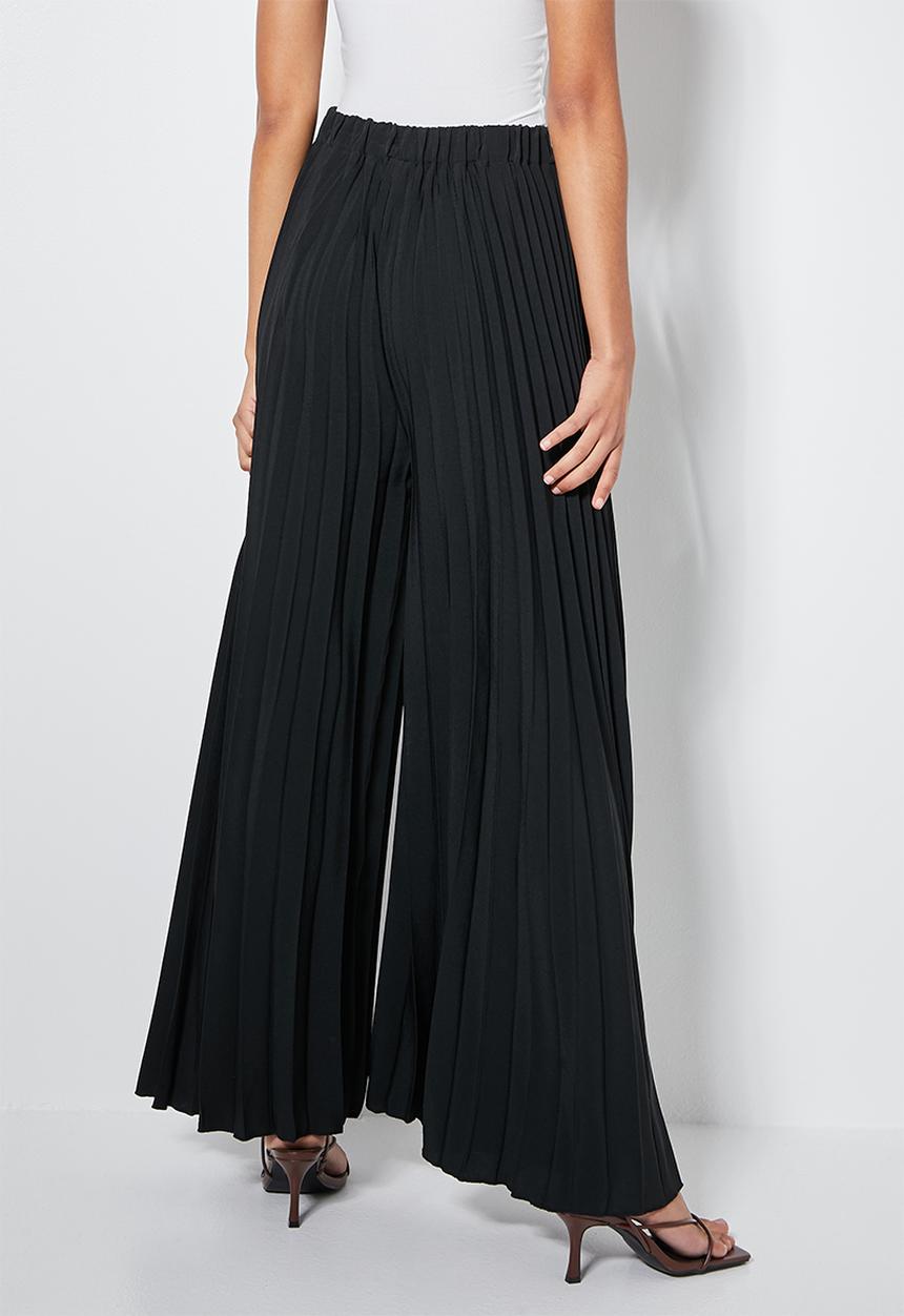 VELVET - Pleated palazzo - black