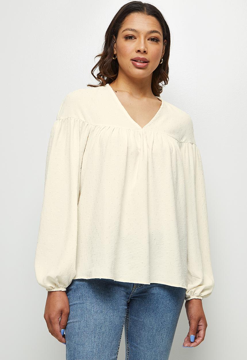 edit - Dobby femme blouse - white