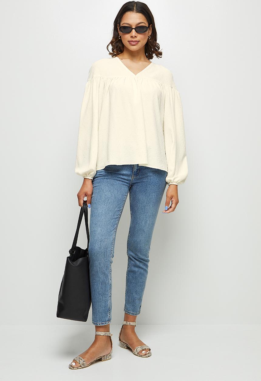 edit - Dobby femme blouse - white