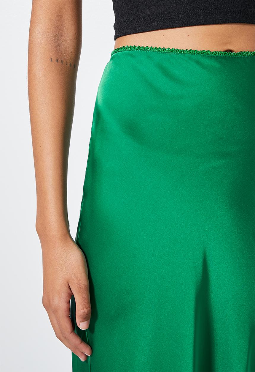 VELVET - Pull on slip skirt - emerald