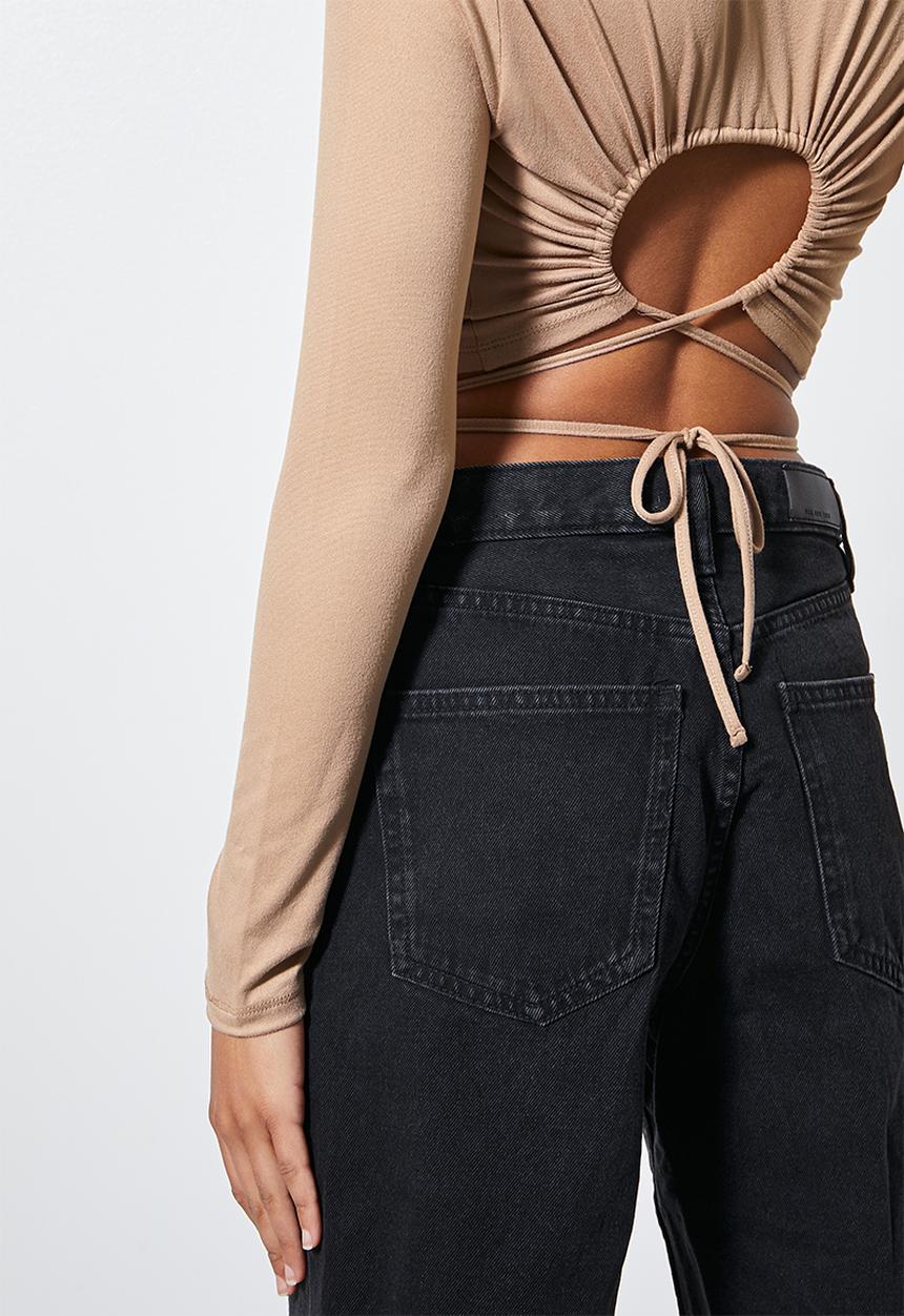 VELVET - Crop top with waist ties - neutral