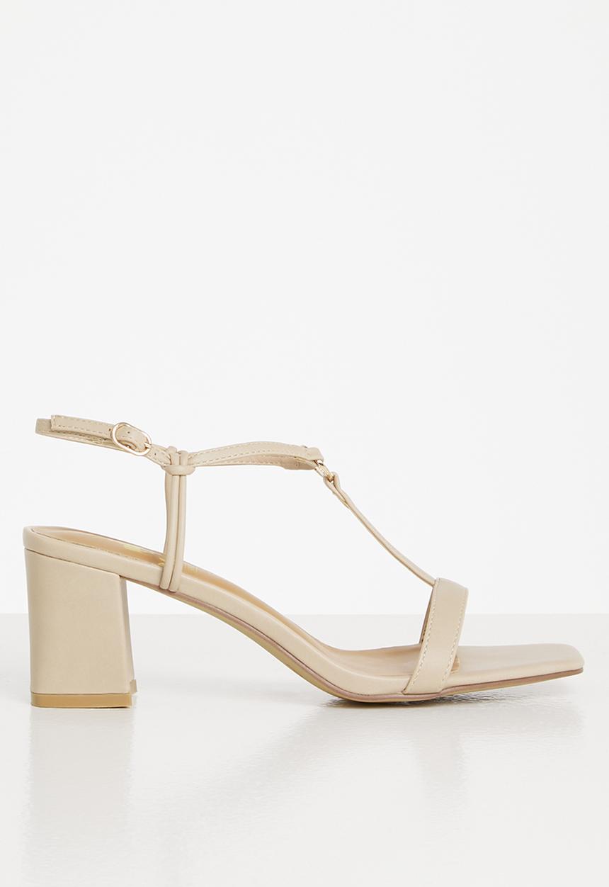 POLO - Darla t-bar block heel sandal - cream