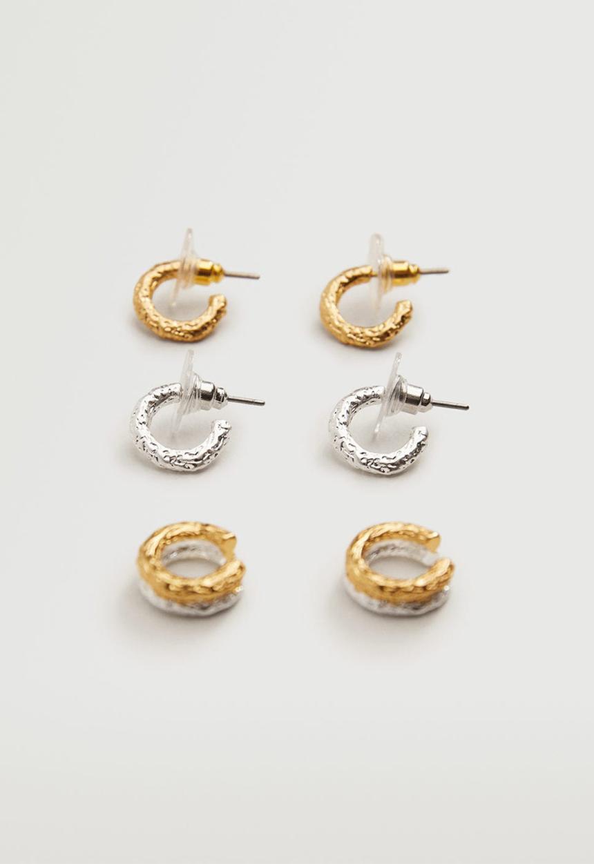 MANGO - Mixed hoop earrings - gold