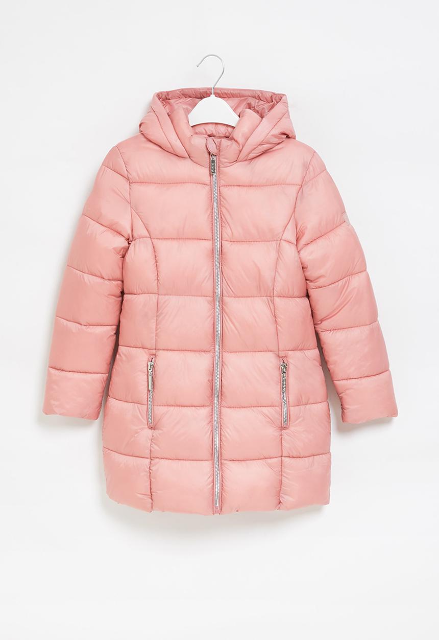 MINOTI - Girls basic longline puffa coat - dusty pink