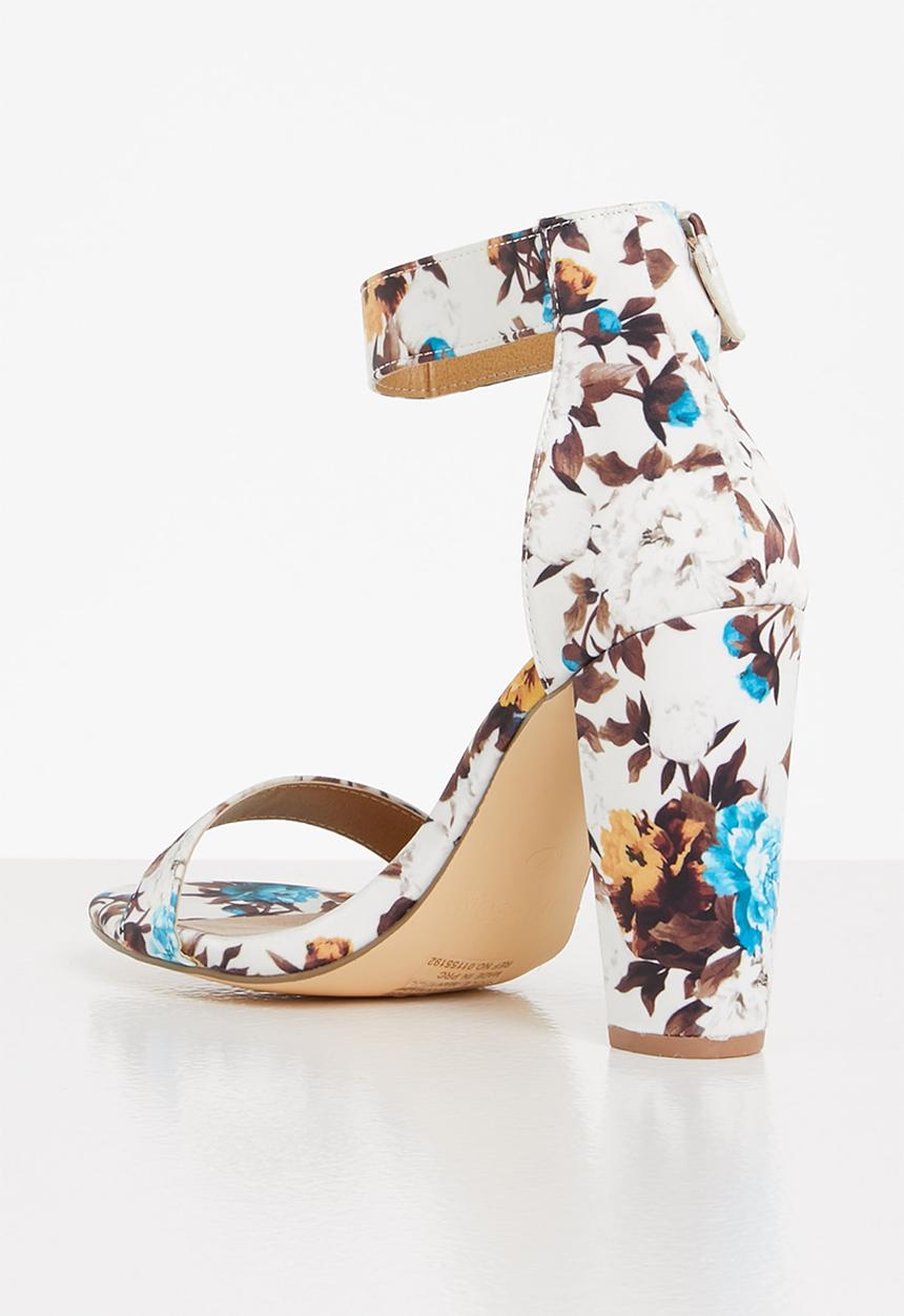 Madison® - Astrid ankle strap block heel - blue floral