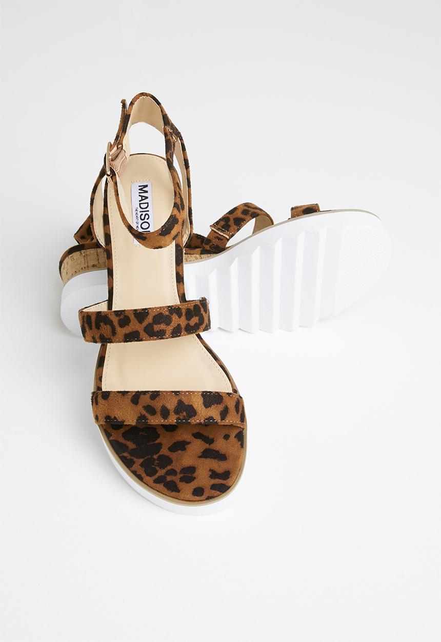 Madison® - Erika ankle strap wedge heel - brown & black 