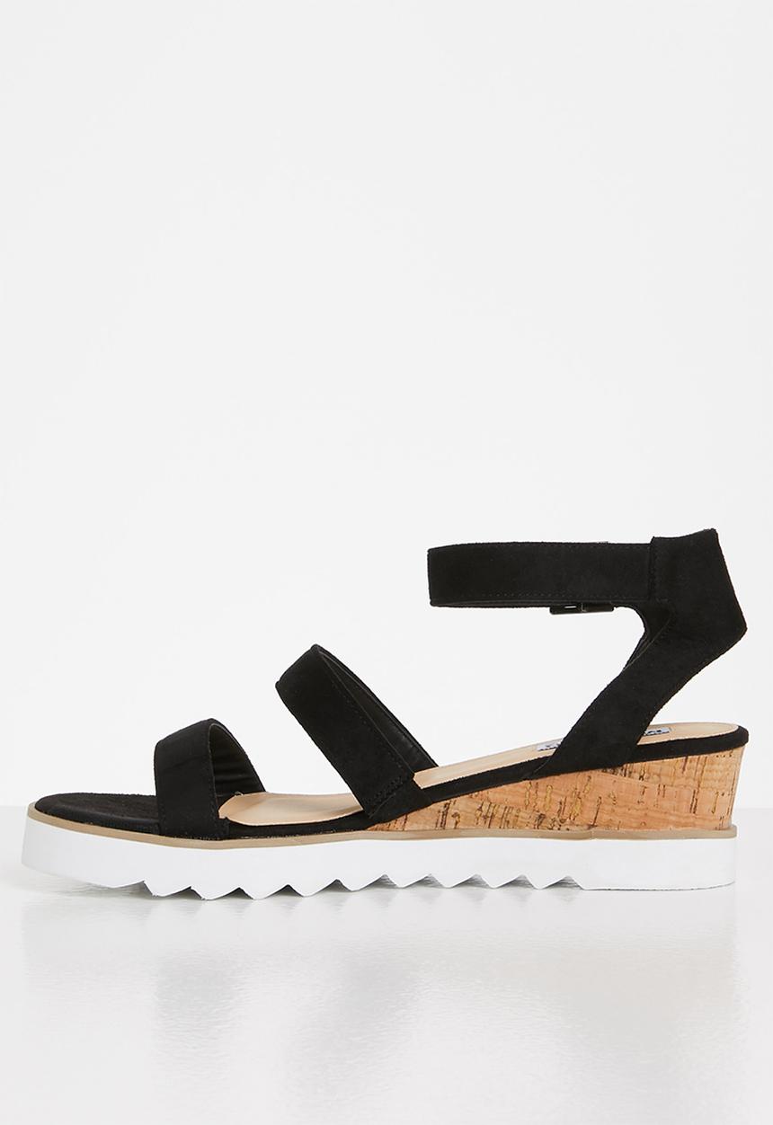 Madison® - Erika ankle strap wedge heel - black