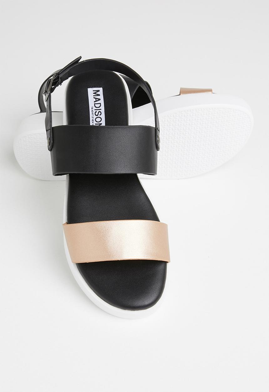 Madison® - Evelyn slingback flatform sandal - black & rose gold