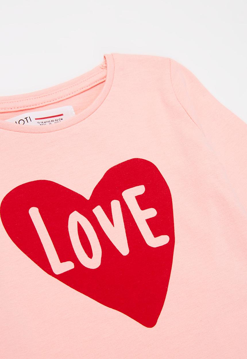 MINOTI - Girls basic heart love long sleeve top - pink