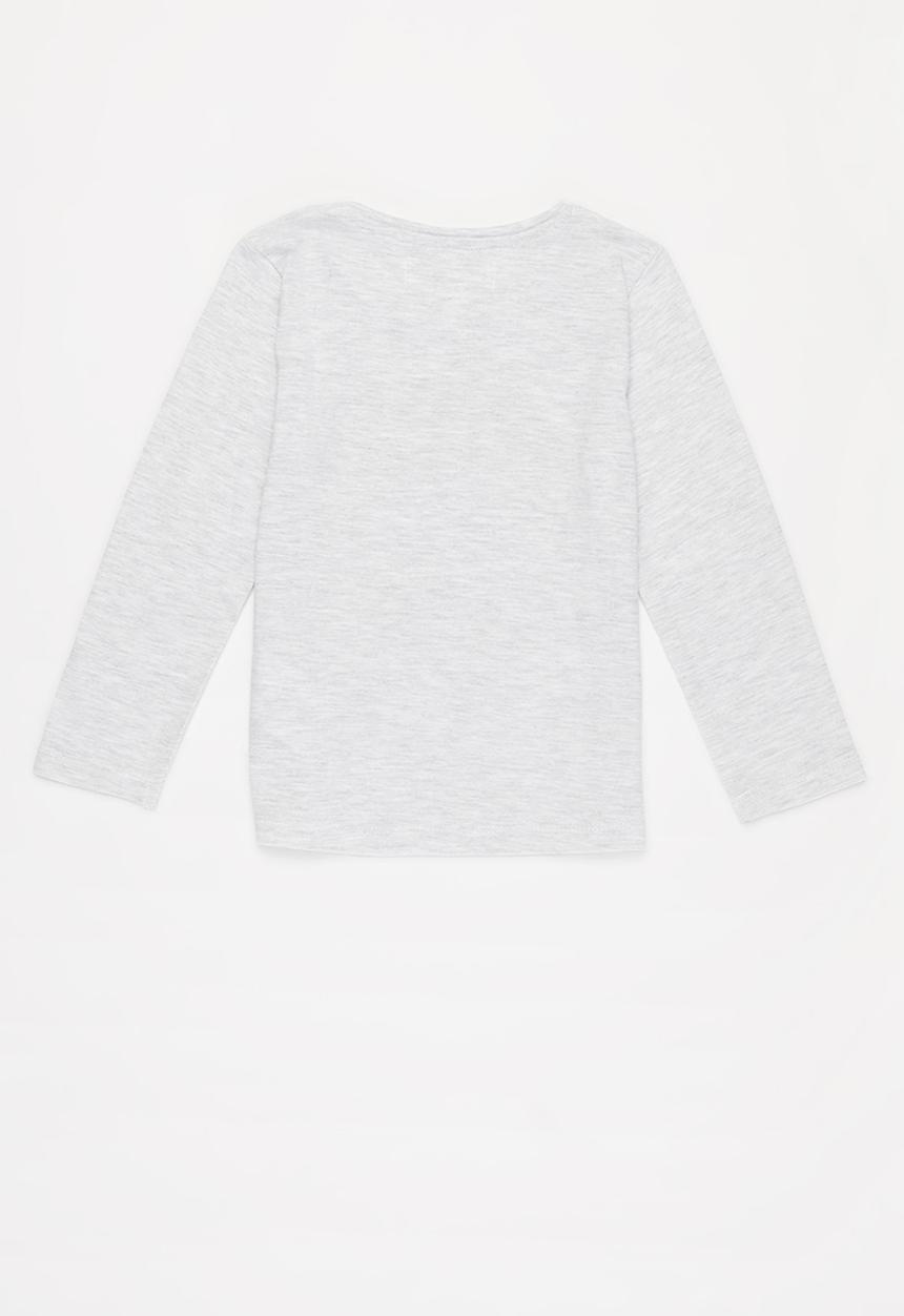 MINOTI - Girls basic rainbow happy long sleeve top - grey
