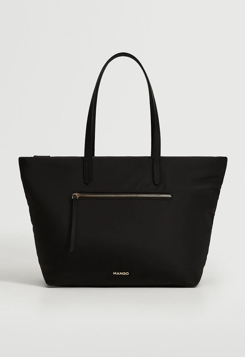 MANGO - Pocket shopper bag - black