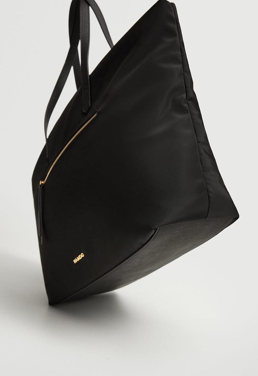MANGO - Pocket shopper bag - black