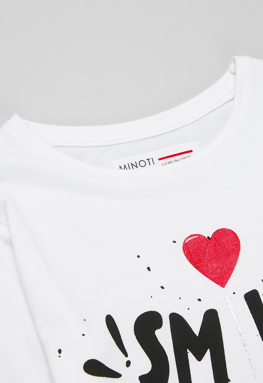 MINOTI - Girls basic smile please long sleeve top - white