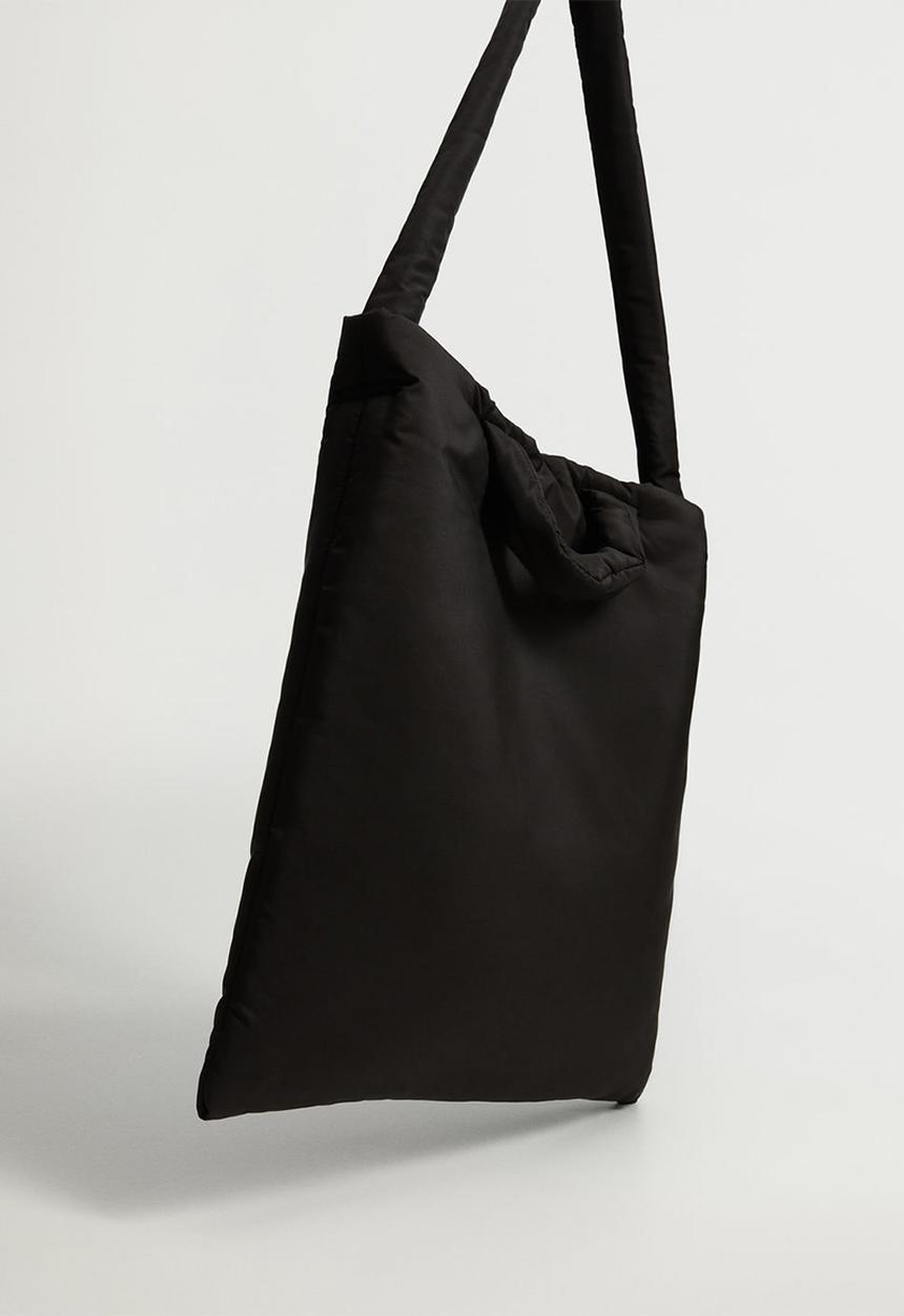 MANGO - Quilted tote bag - black