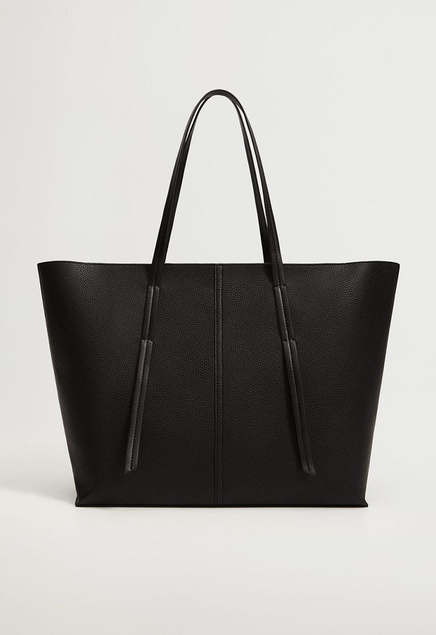 MANGO - Pebbled shopper bag - black