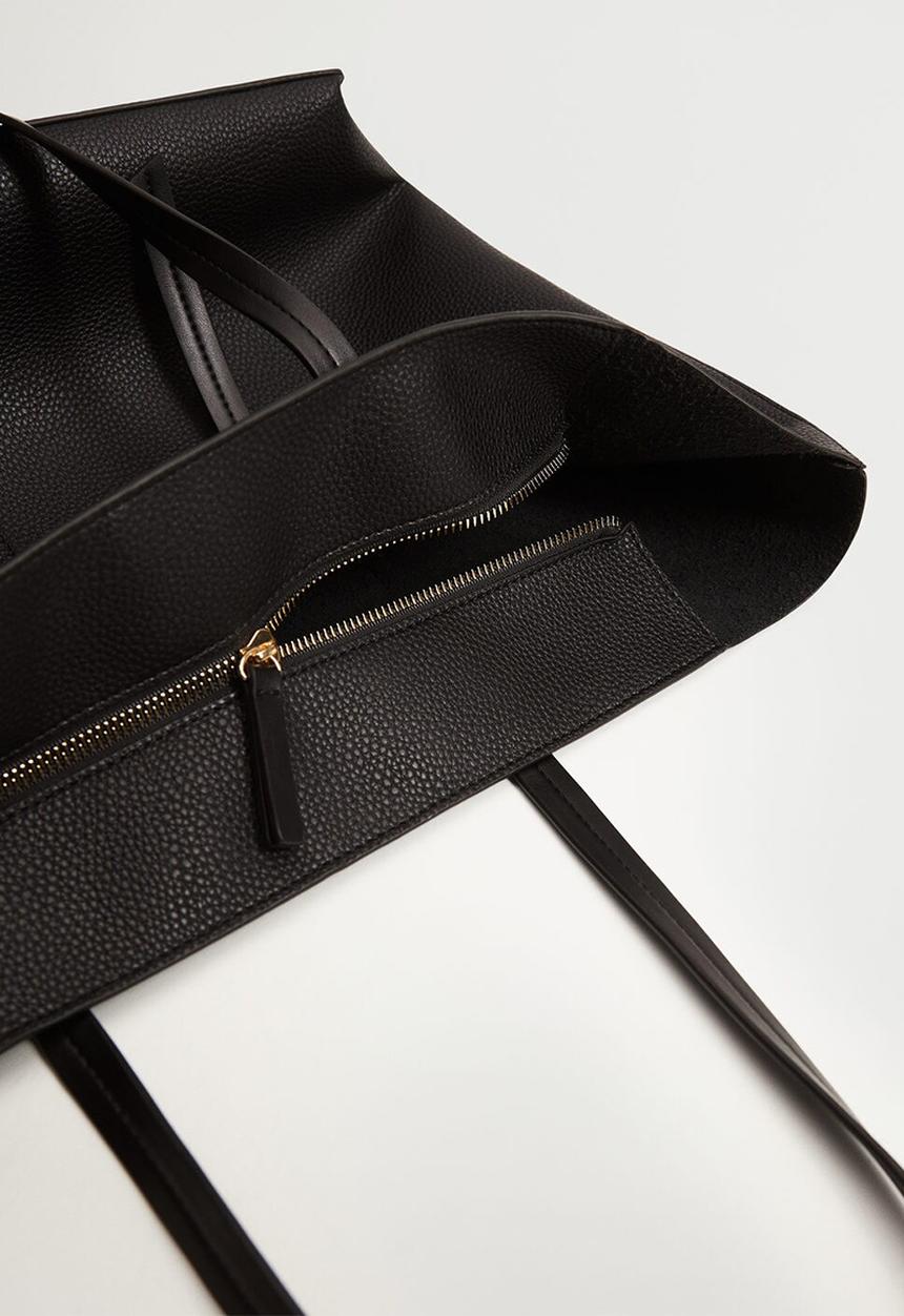 MANGO - Pebbled shopper bag - black