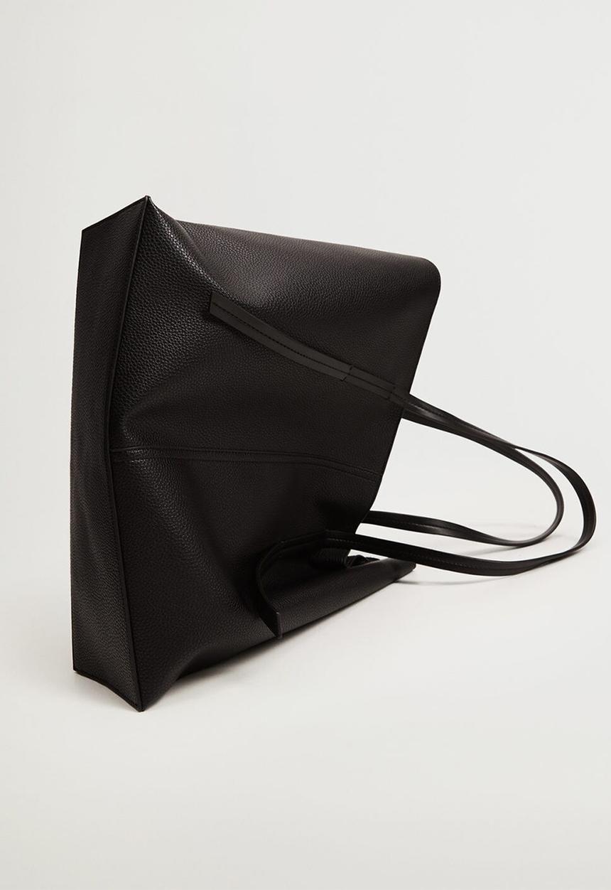 MANGO - Pebbled shopper bag - black