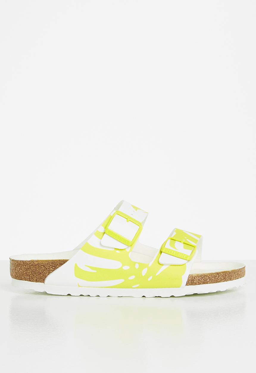 Birkenstock - Arizona birko-flor regular  - monstera white/lime sour