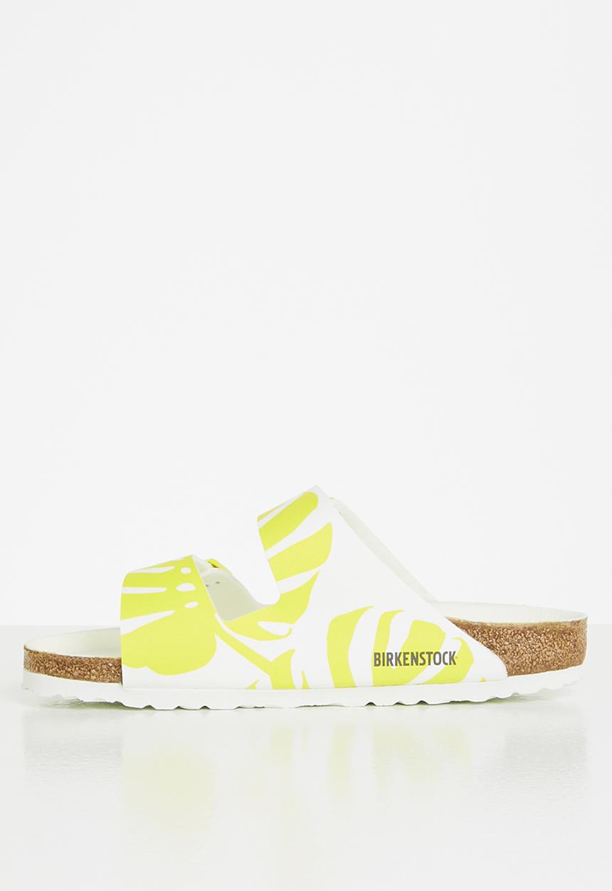 Birkenstock - Arizona birko-flor regular  - monstera white/lime sour