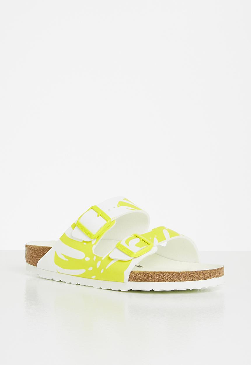 Birkenstock - Arizona birko-flor regular  - monstera white/lime sour