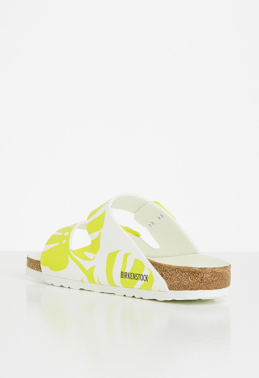 Birkenstock - Arizona birko-flor regular  - monstera white/lime sour