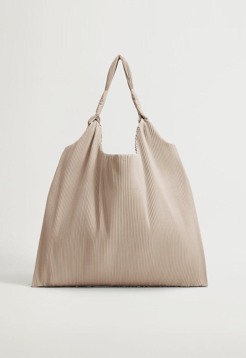 MANGO - Pleated bucket bag - beige