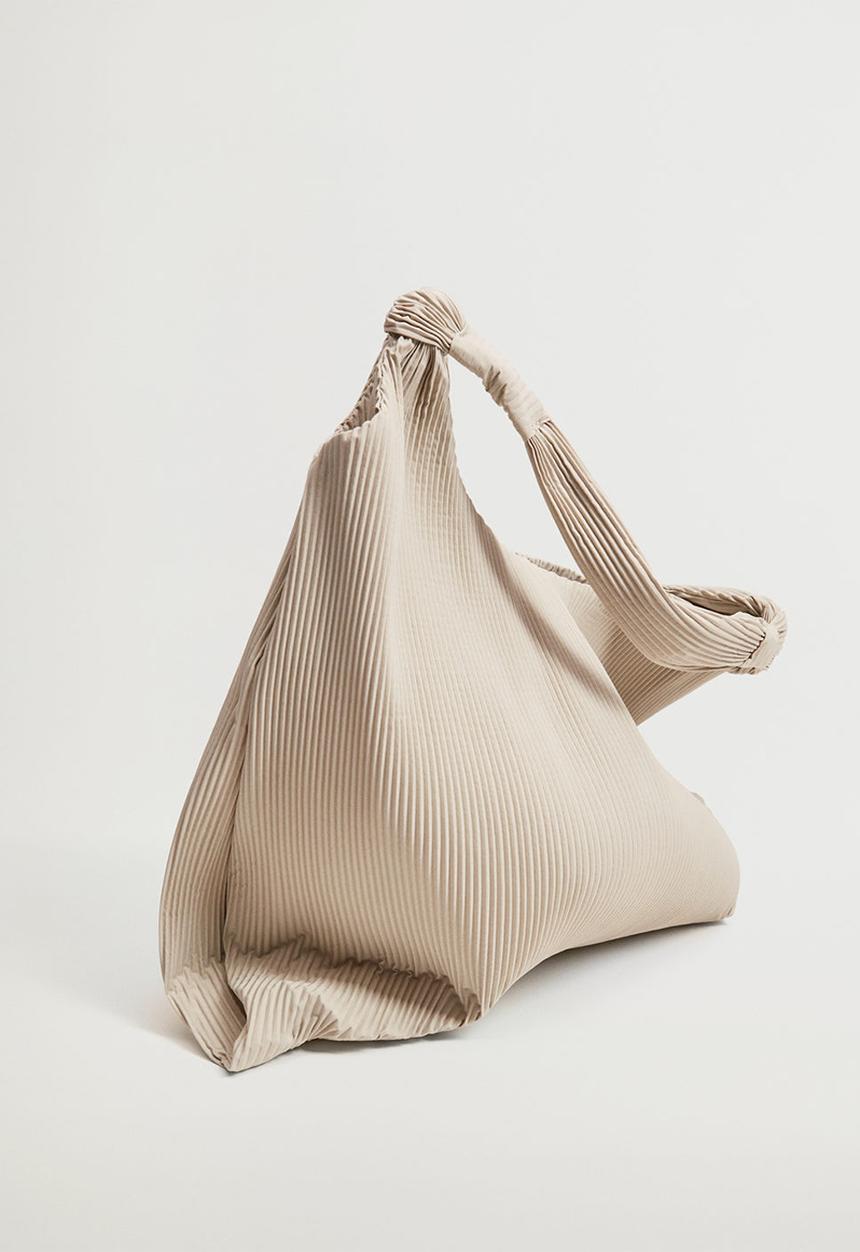 MANGO - Pleated bucket bag - beige