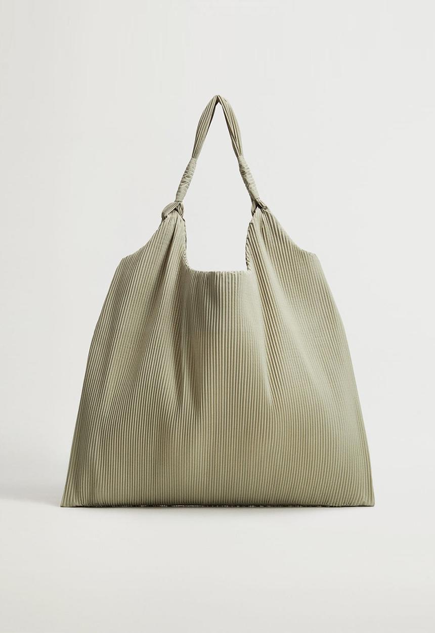 MANGO - Pleated bucket bag - aqua green