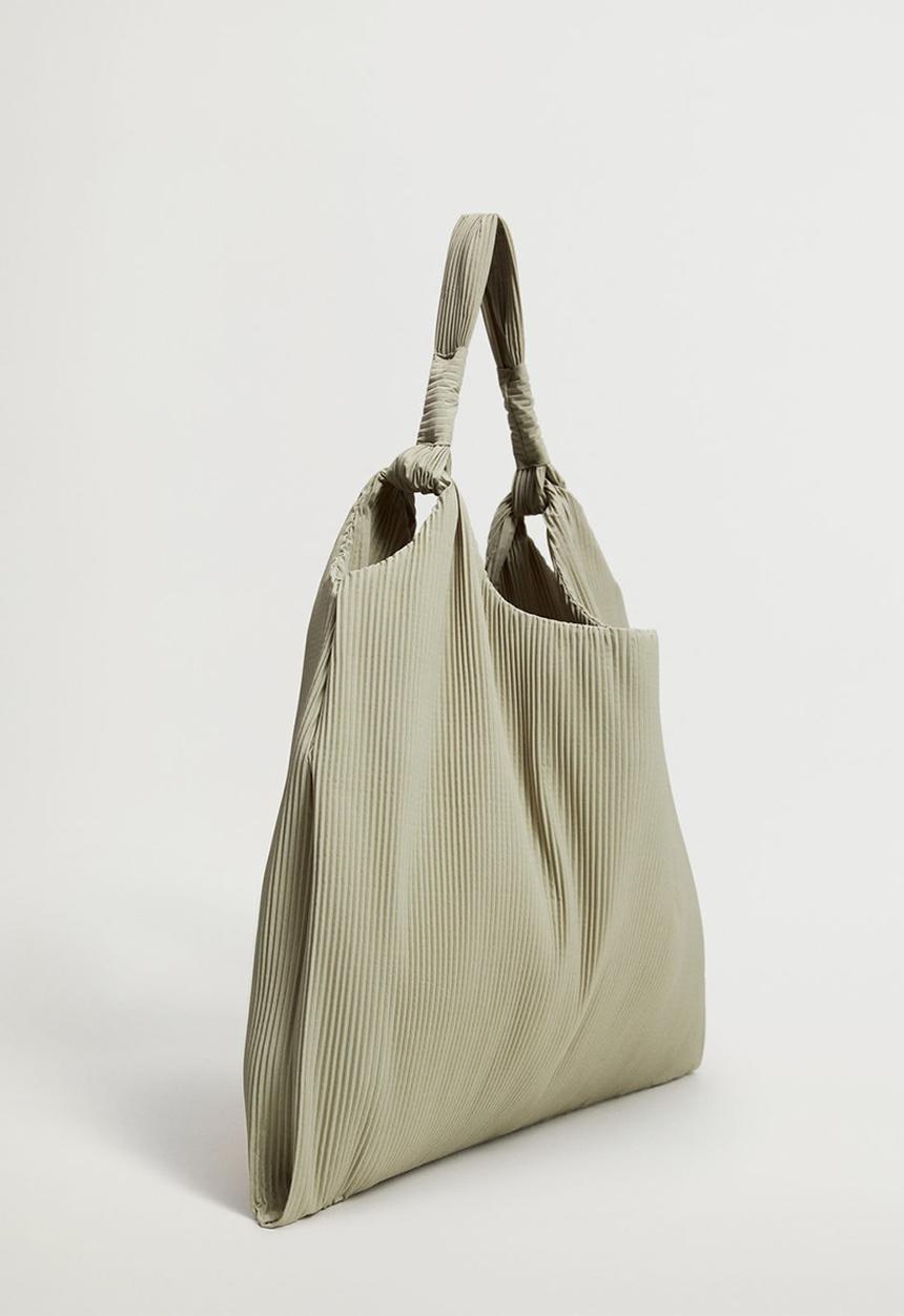 MANGO - Pleated bucket bag - aqua green