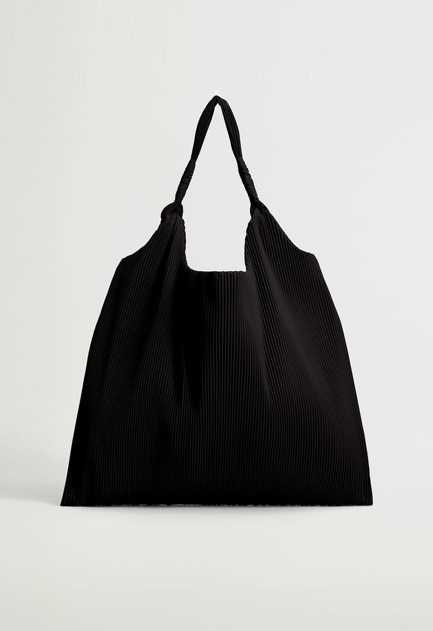 MANGO - Pleated bucket bag - black