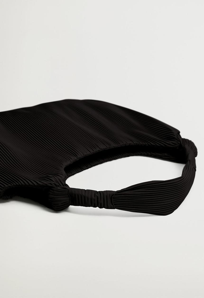 MANGO - Pleated bucket bag - black