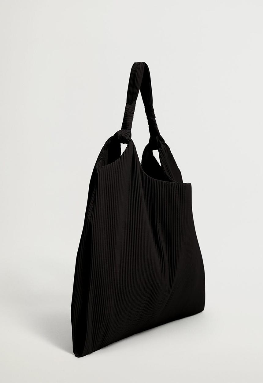 MANGO - Pleated bucket bag - black