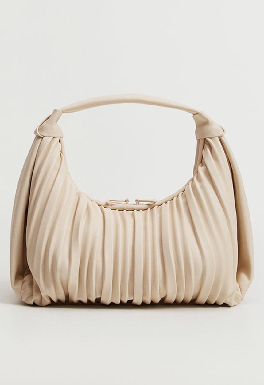 MANGO - Pleats baguette bag - beige
