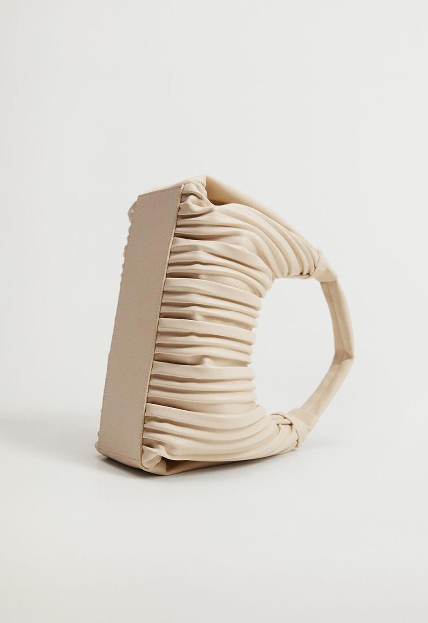 MANGO - Pleats baguette bag - beige