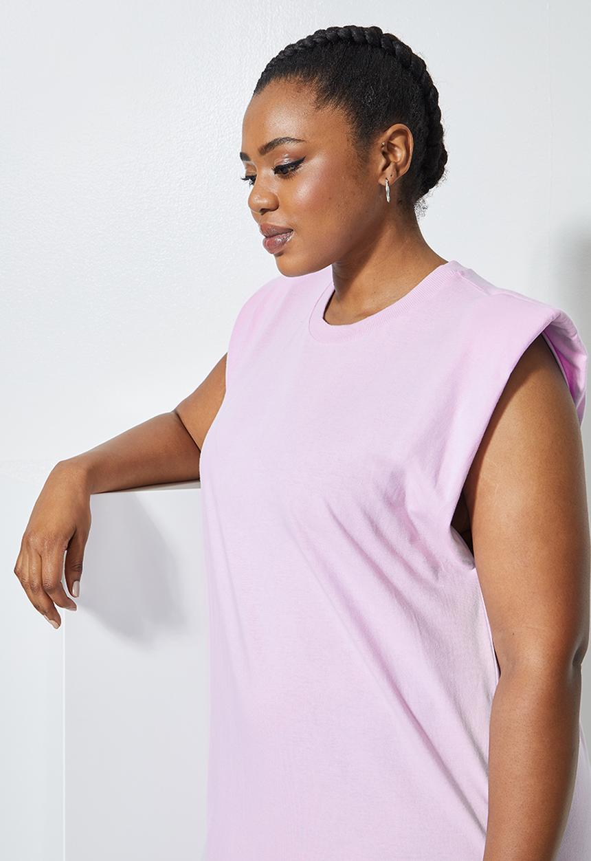 Superbalist - Shoulder pad column dress - lavender