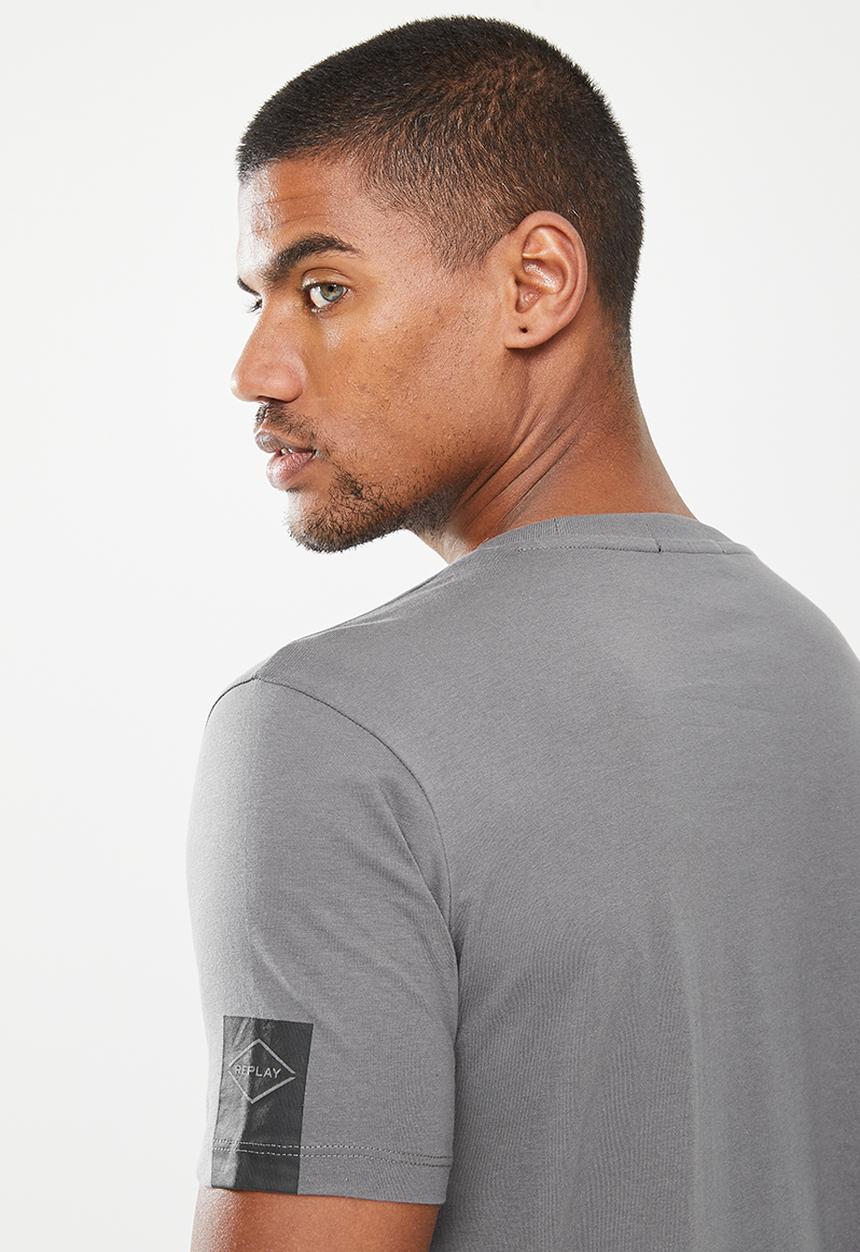 Replay - Left arm patch tee - grey