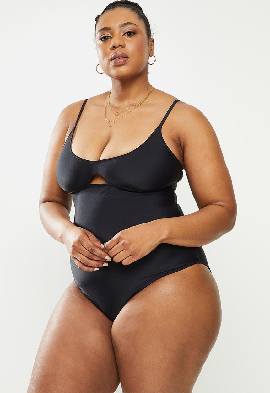 Missguided - Plus size cut out swimsuit - black