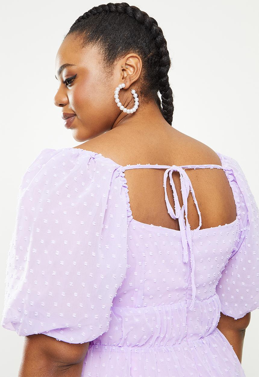 Missguided - Plus dobby mesh square neck mini dress - lilac