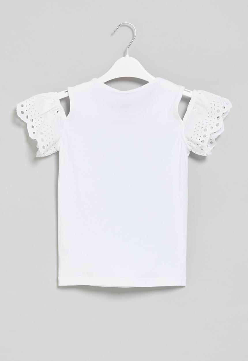LAB - Girls off-should anglaise top - white