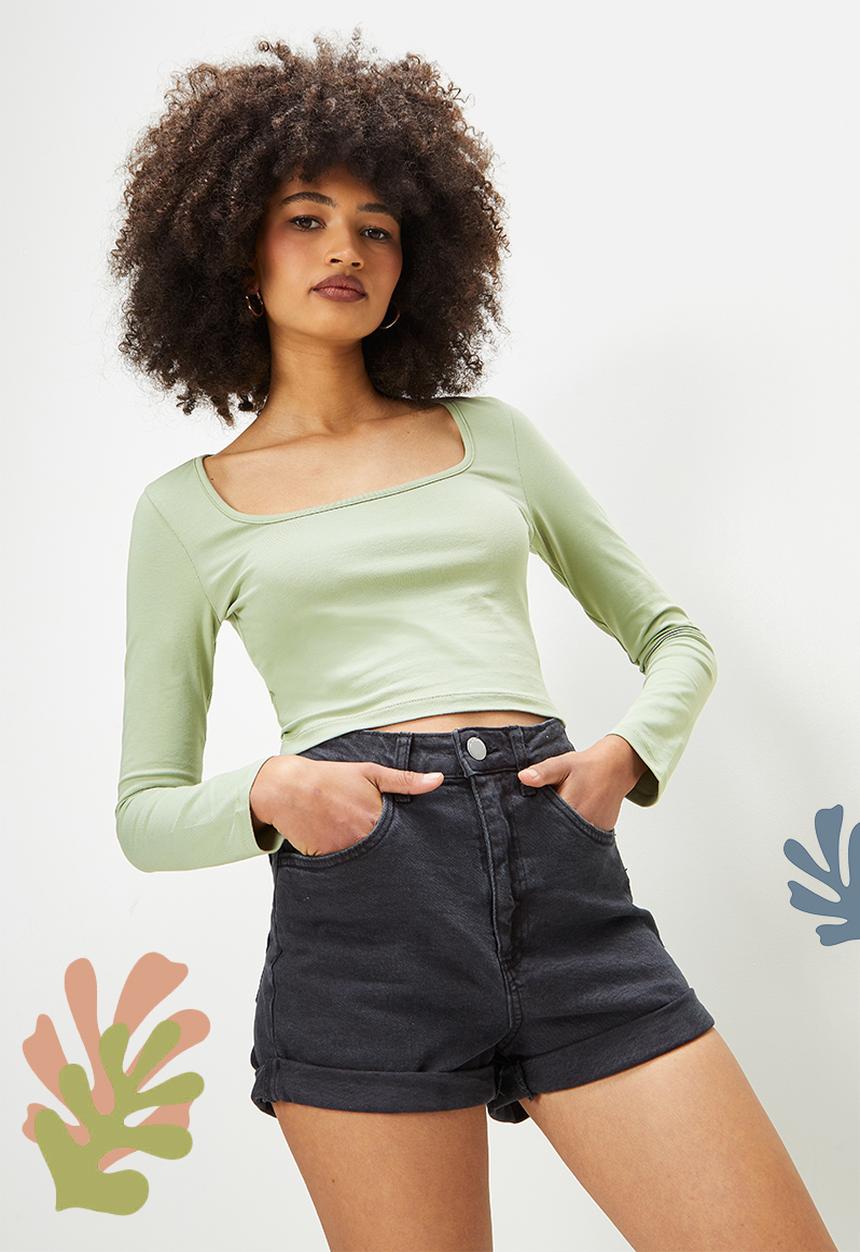 Blake - Scoop neck fitted top - sage