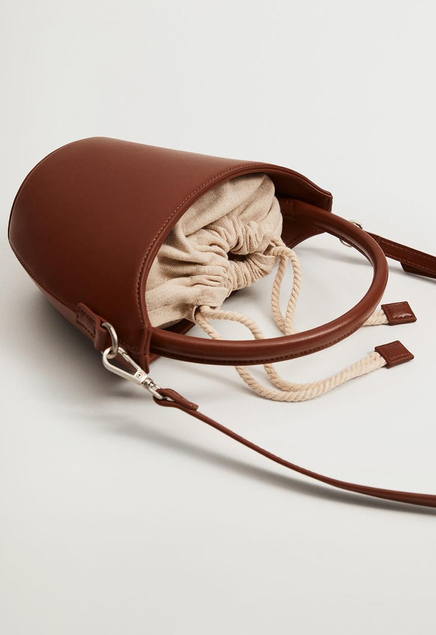 MANGO - Basket mini bag - burgundy