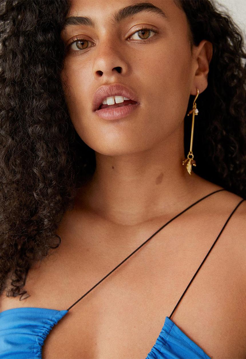 MANGO - Beaded pendant earrings - gold