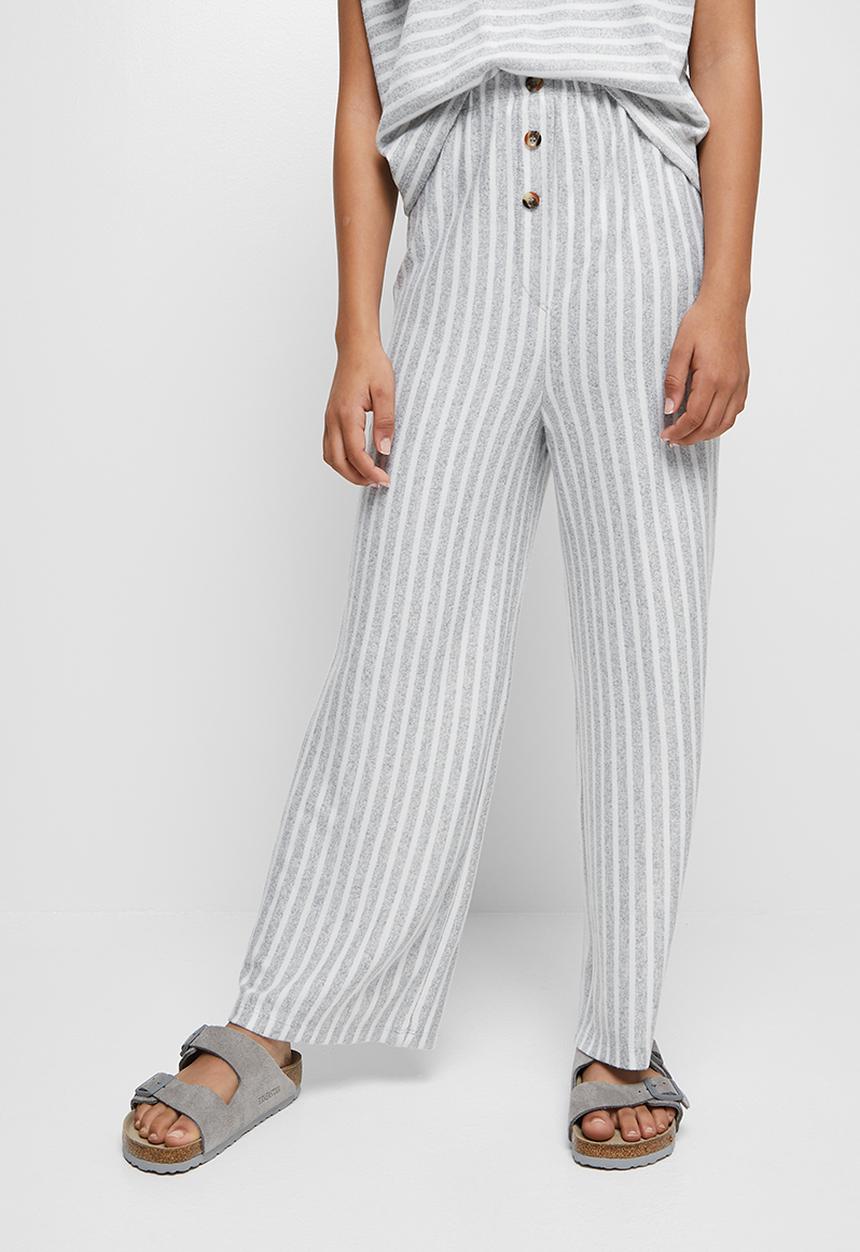Superbalist - Wide leg knit pants - grey & white 