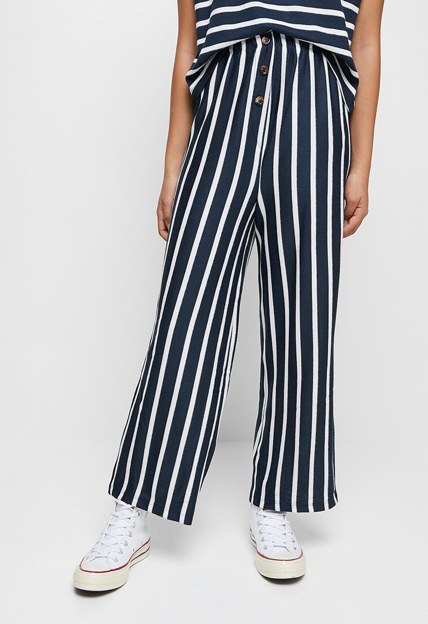 Superbalist - Wide leg knit pants - navy & white