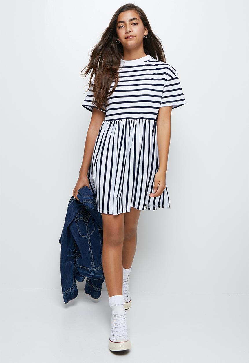 Superbalist - Striped babydoll dress - navy & white