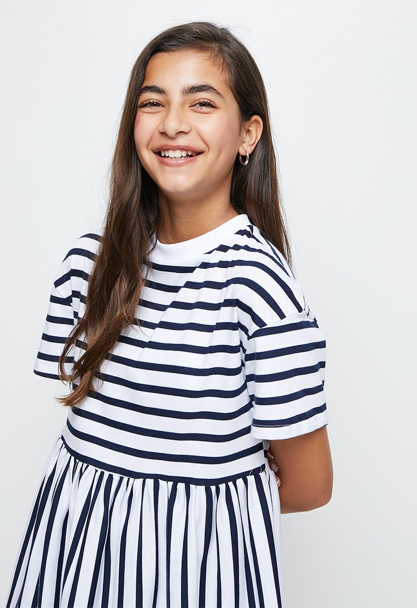 Superbalist - Striped babydoll dress - navy & white