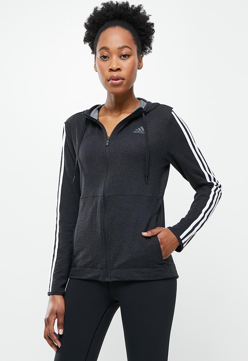 adidas Performance - 3s stripes f2 hoodie - black & white