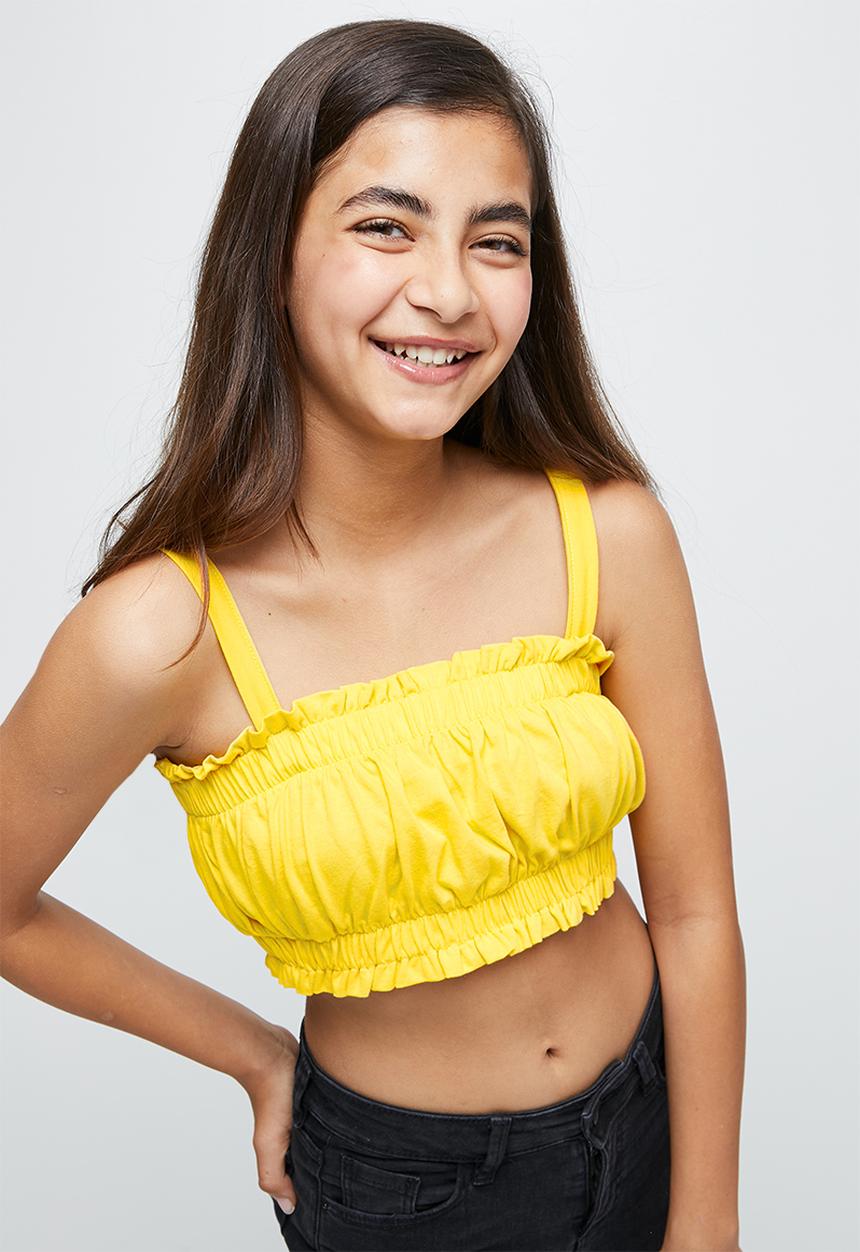 Rebel Republic - Girls elasticated crop top - yellow